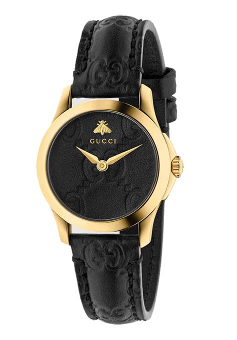 gold leather watch gucci womne|gucci watch with leather band.